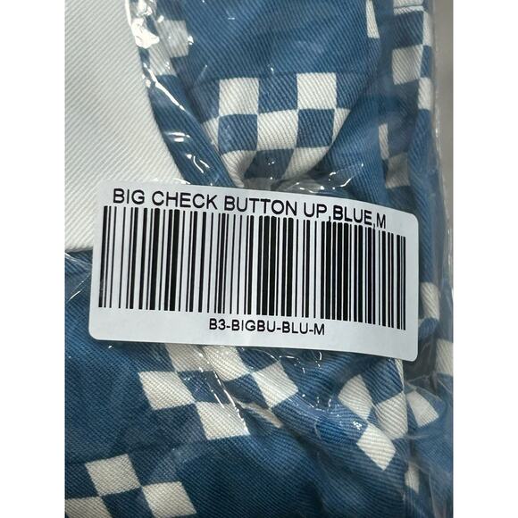 NWOT Bogey Boys by Macklemore Men's Big Check Button-Up Shirt Blue/White Sz M - Picture 6 of 8
